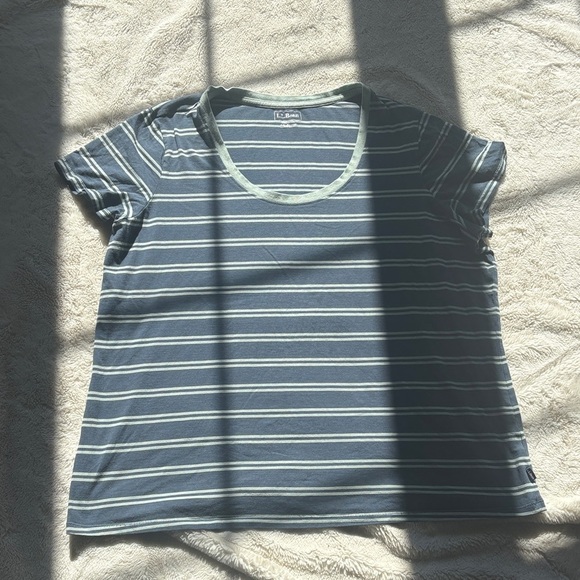 18 L.L.Bean Supima Cotton Blend Scoopneck Tee – Size 1X  | Soft Stretch Stripes - Picture 2 of 7